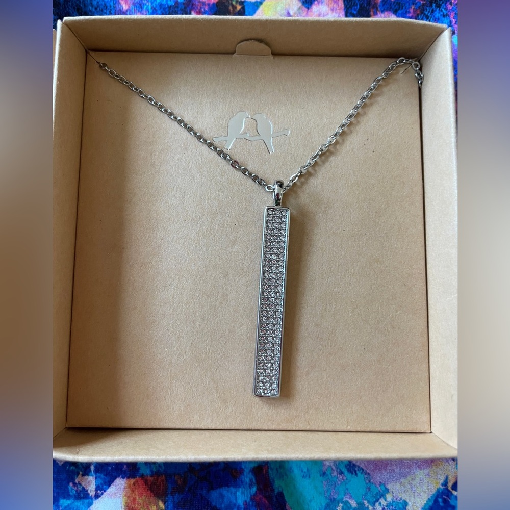 Chloe + Isabel Pave Bar Pendant Silver Necklace